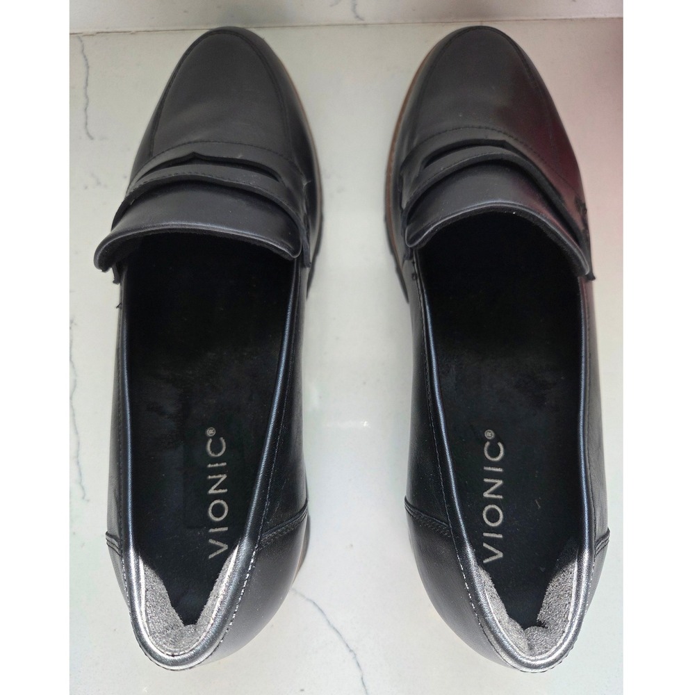 Vionic Cheryl II Black Leather Platform Loafers Women's Size 8.5 - Picture 9 of 10